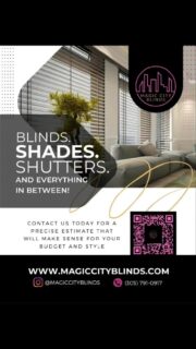 Magic City Blinds is a minority-owned, boutique company specializing in window treatment consultation, sales, and installation. We provide free in-house consultations and estimates within 24 business hours. Our turn-around time is usually between 1 to 2 weeks (depending on the order size and products) and we keep an open line of communication at all times, updating the client on every new development as they happen. 

Here are just a few of the products we specialize in:

Roller Shades & Blinds (Blackout) 
Double Roller Shades (Zebras)
Drapery & Panel tracks
Roman shades &Plantation shutters 
Honeycomb Blinds & Shades
Horizontals & Verticals blinds
Motorization & Automation

We use Somfy and Rollease motors, premium fabrics, and software compatible with all the most used home automation devices, like Alexa, Siri, Control 4, Google Home, Crestron, etc.

CALL US TODAY FOR A FREE ESTIMATE!

(305) 791-0917

IVAN@MAGICCITYBLINDS.COM
IG: @MAGICCITYBLINDS
WWW.MAGICCITYBLINDS.COM

Check out our reviews!
https://shorturl.at/qADPQ